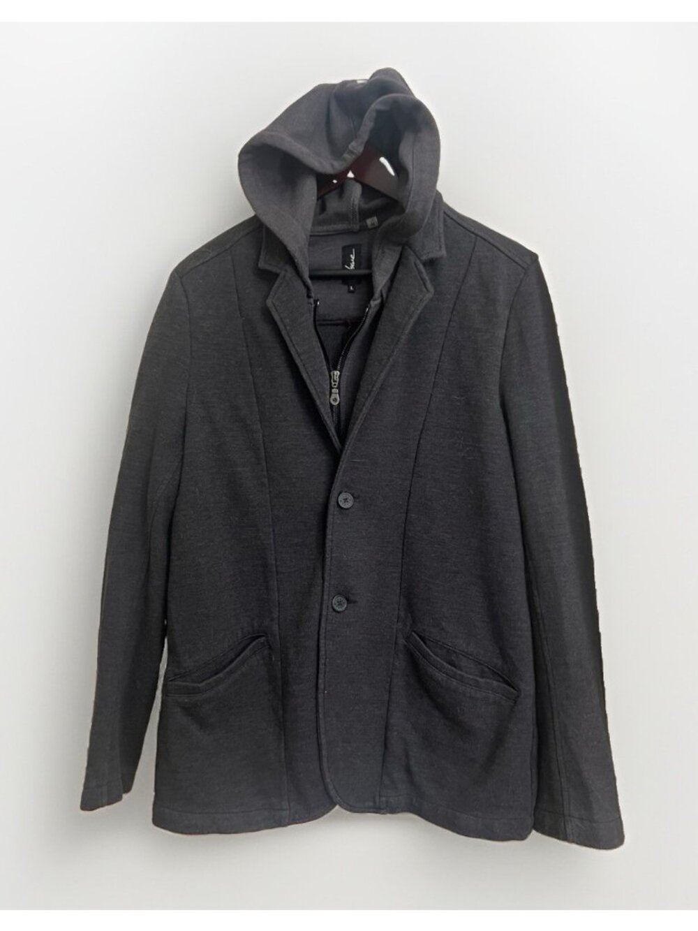 Howe Gray Hooded 2 Button & Zip Sweatshirt Hoodie Blazer Jacket Coat L.   Ii